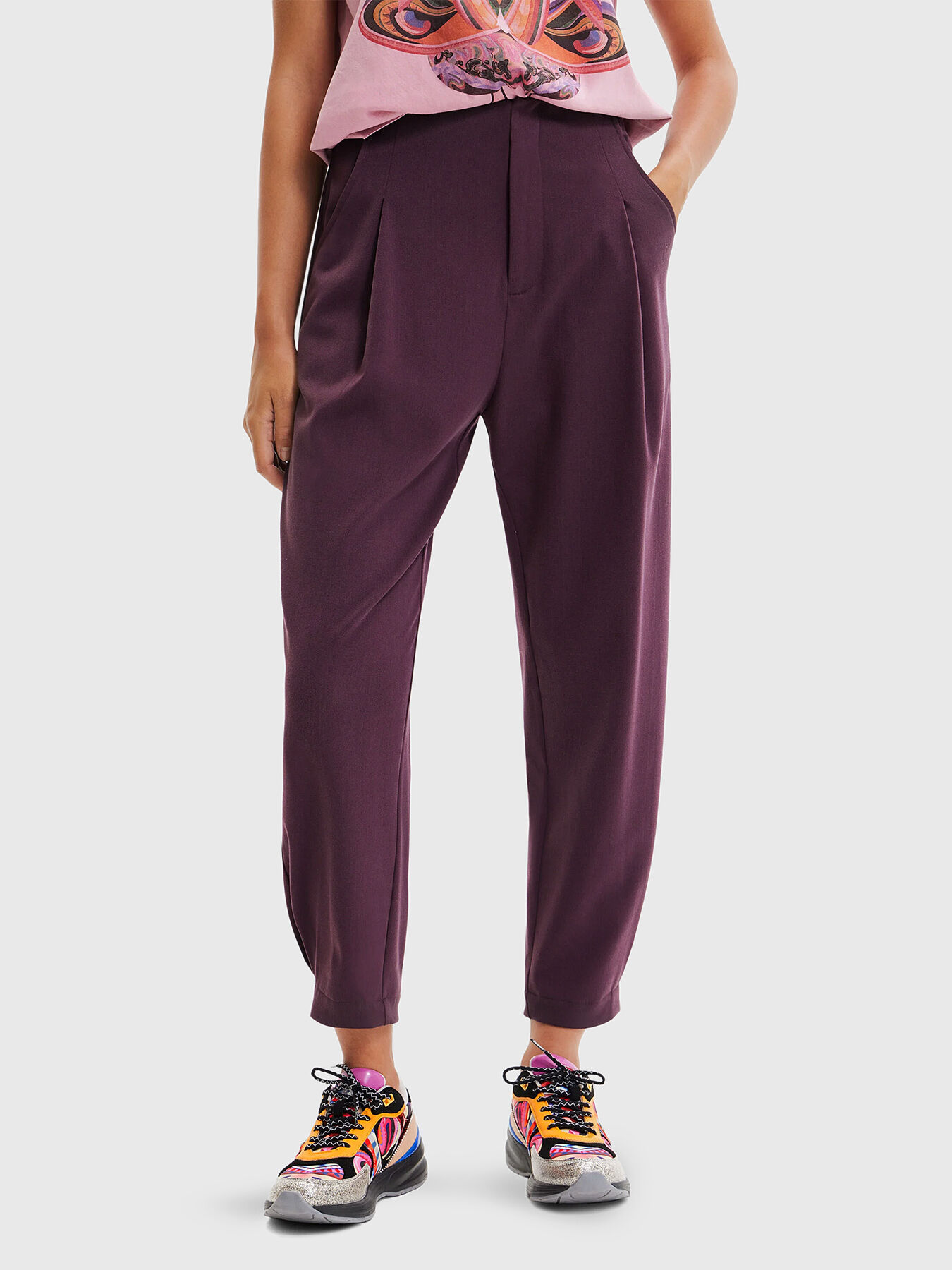 Purple cropped trousers online