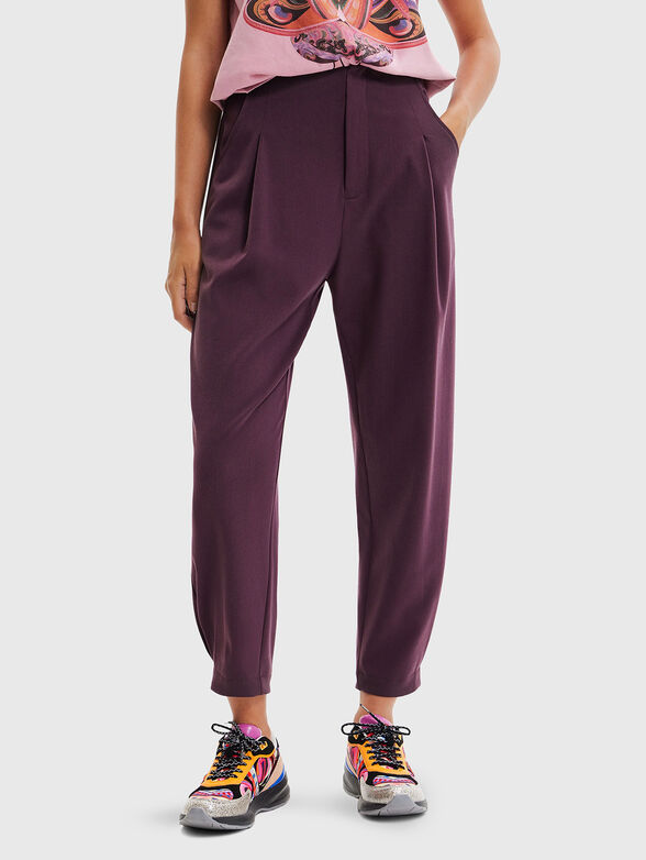 Purple cropped trousers - 1