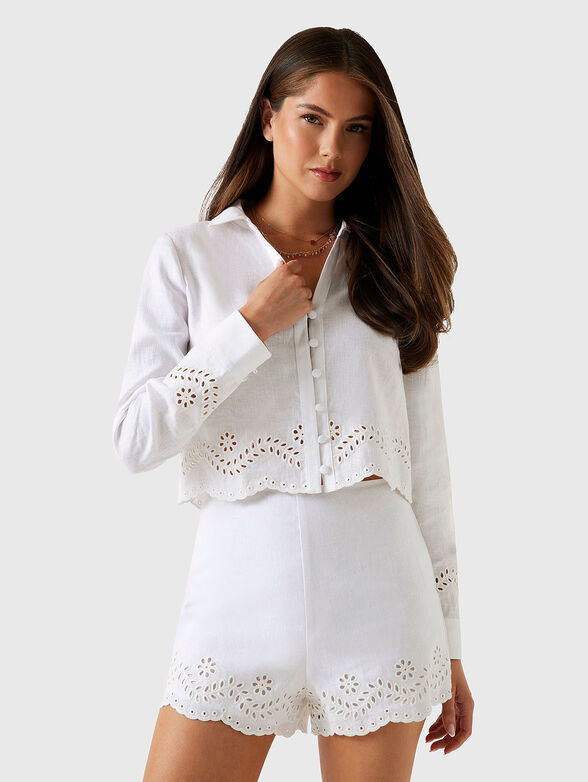 LEYNA short linen blouse with long sleeves - 1