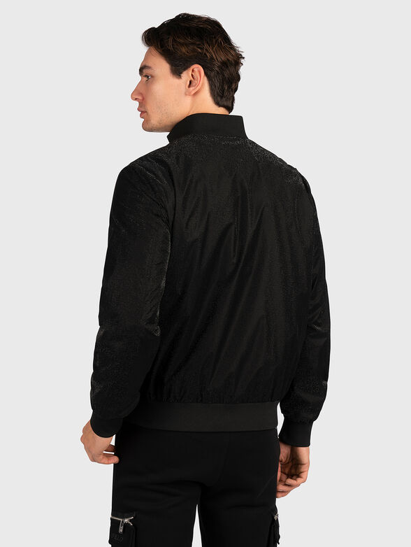 Black bomber jacket with logo patch - 3