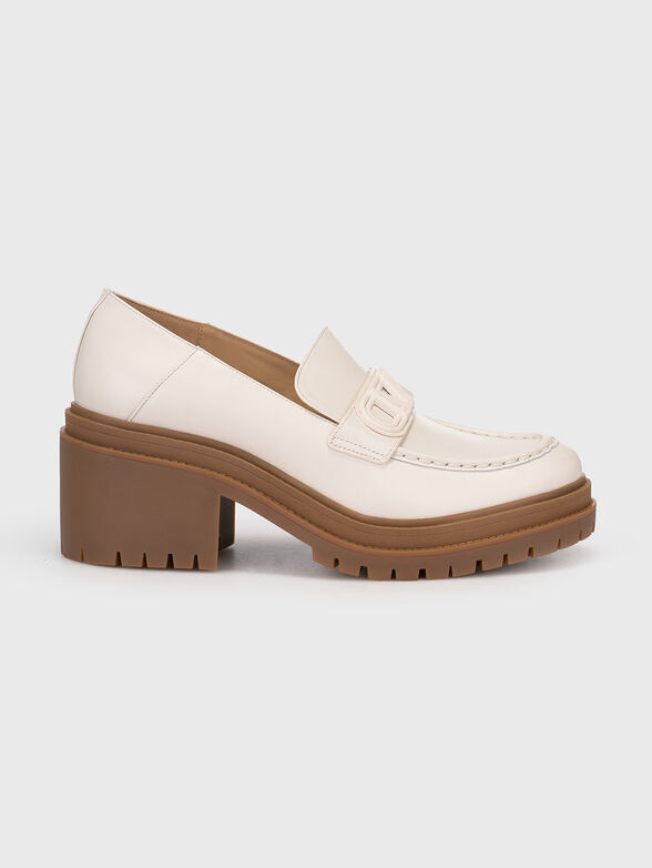 Black leather loafers with heel  - 1