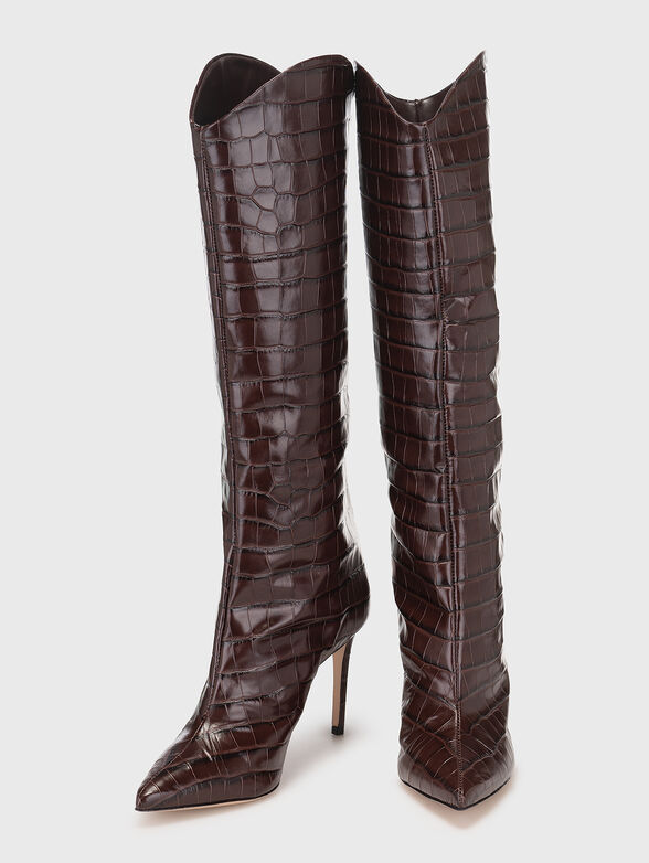 MARYANA brown croc-effect boots - 6