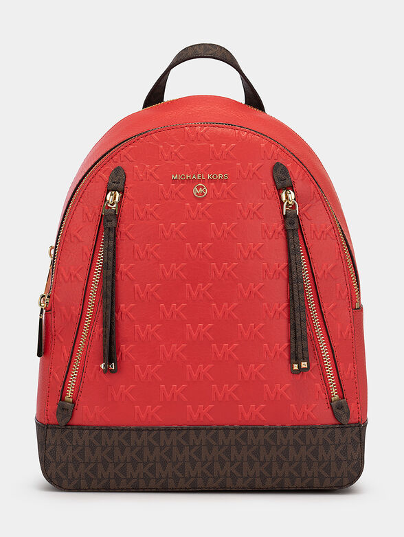 Leather backpack with embossed logo - 1