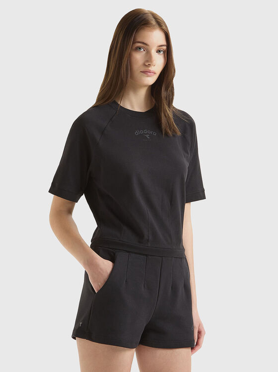 Black T-shirt with logo detail - 1
