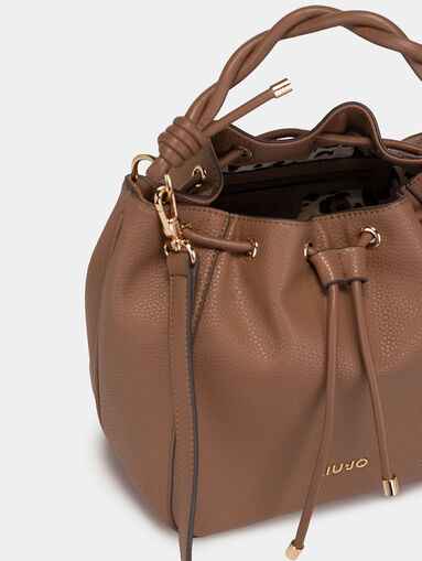 Bucket bag with golden logo accent - 5