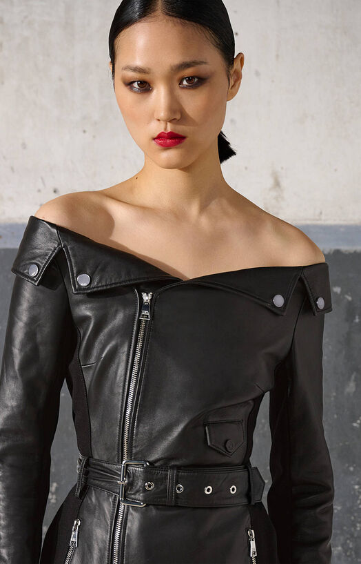 chinese dress ladies Off-The-Shoulder Corseted Blazer 2 / Noir main image 1