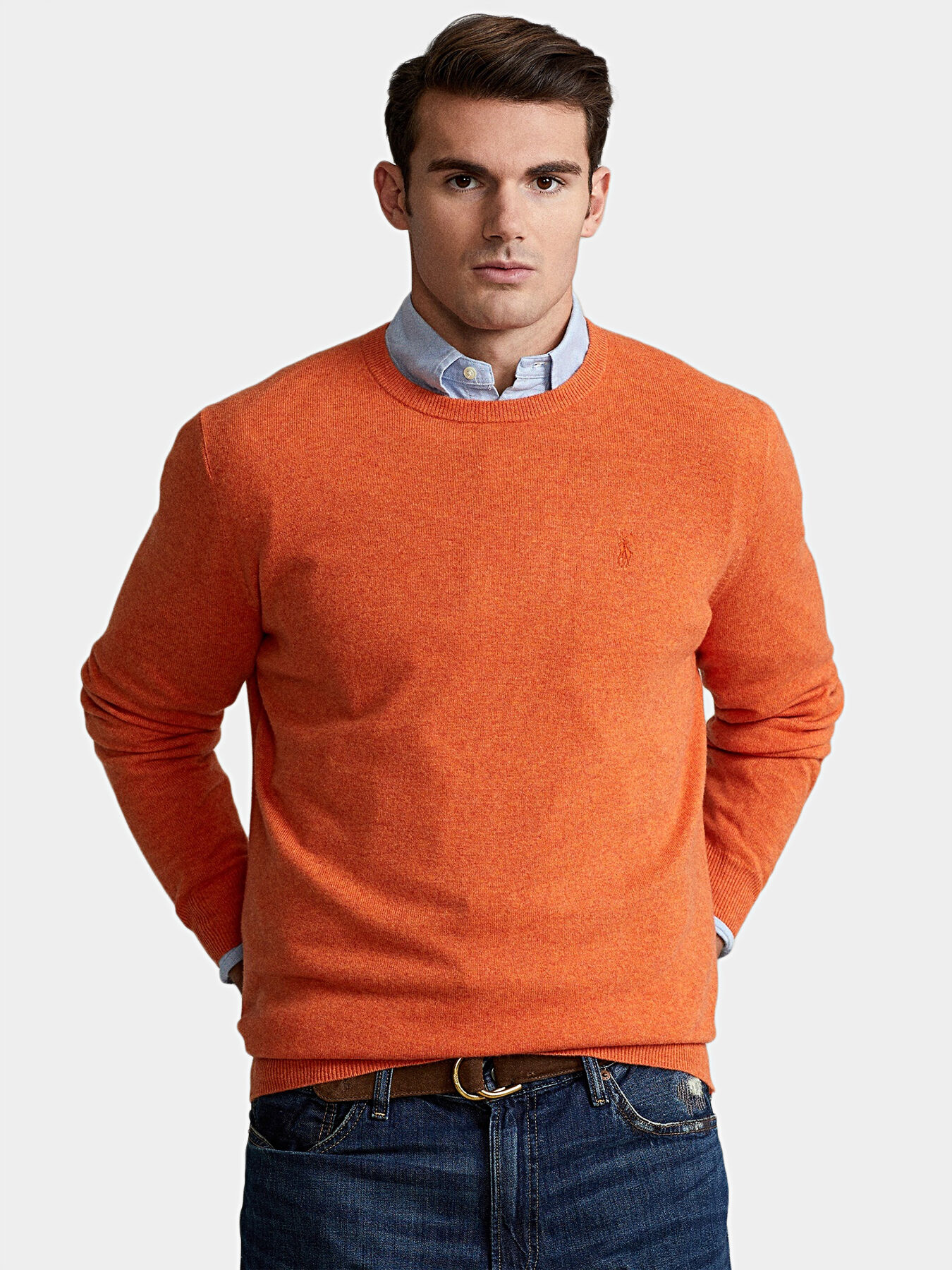 Merino wool sweater in orange color brand POLO RALPH LAUREN Globalbrandsstore en