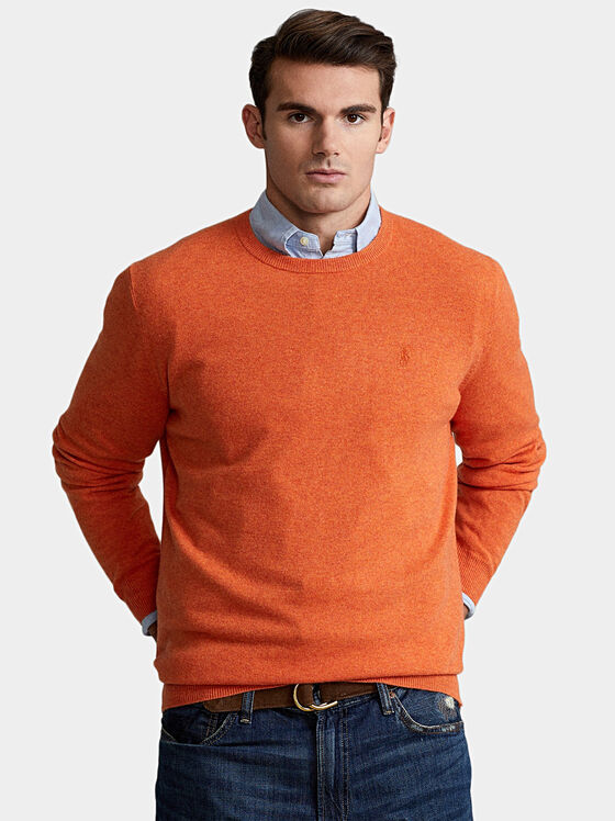 Пуловер от мерино вълна в оранжев цвят - 1