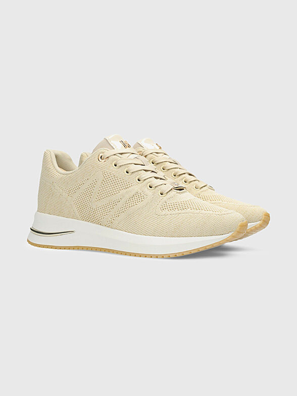 Beige sports shoes with mesh elements - 2