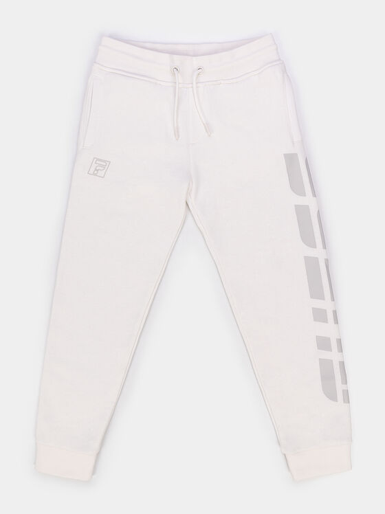 Бял спортен панталон с лого детайл  - 1