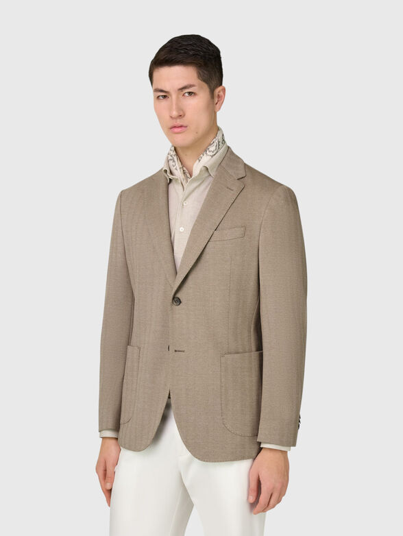 Single-breasted jacket with a herringbone pattern - 1