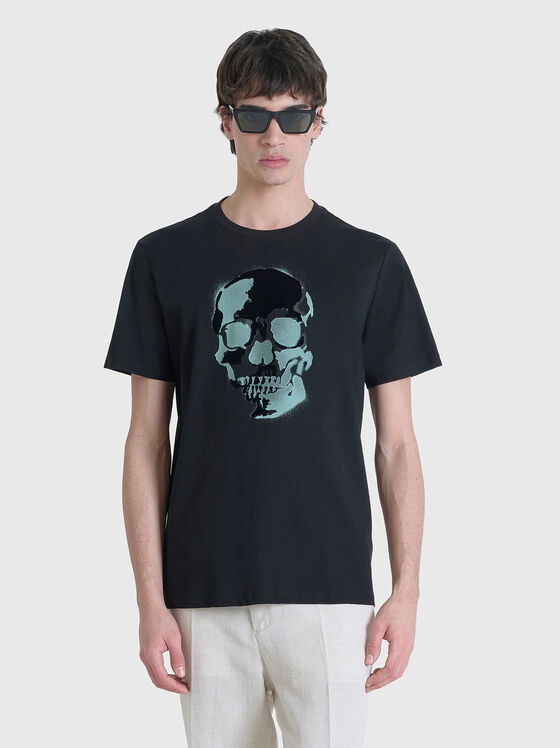 Cotton T-shirt with oval neckline - 1