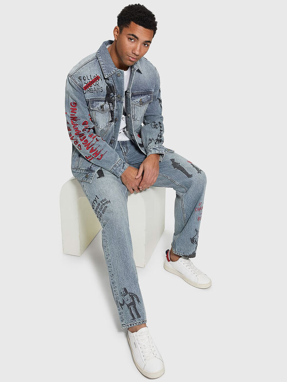 Oversized denim jacket with print - 6