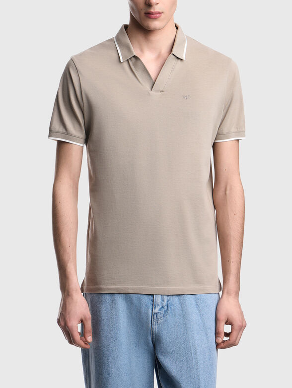 Cotton polo shirt with a V-neck  - 1