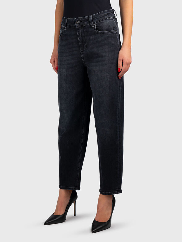 Black jeans with embroidered logo - 1