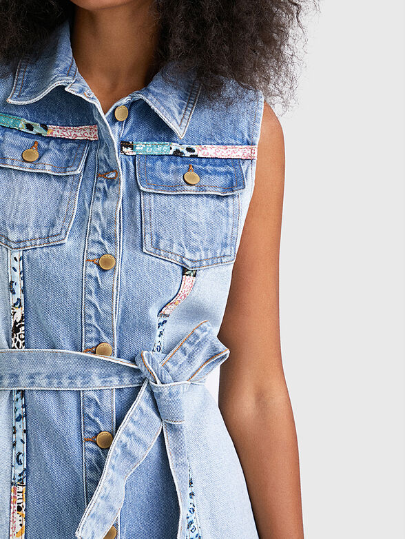 HESTIA short denim dress with patchwork elements - 4