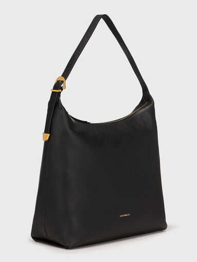 Black leather bag with grainy texture - 3