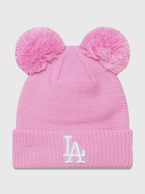 Pink knitted hat with pom poms - 1