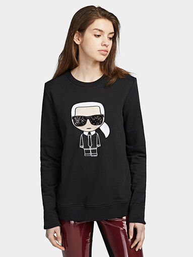 IKONIK Black sweatshirt with sparkling logo print - 5