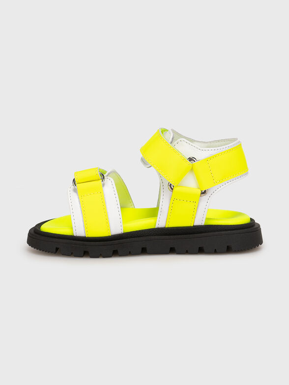 FUSBET leather sandals in neon yellow - 4