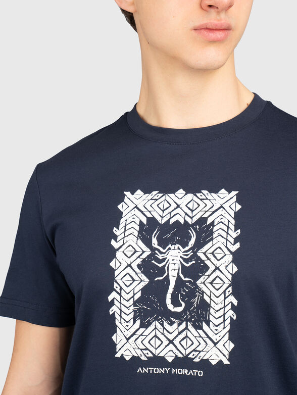 Cotton T-shirt with contrasting print - 4