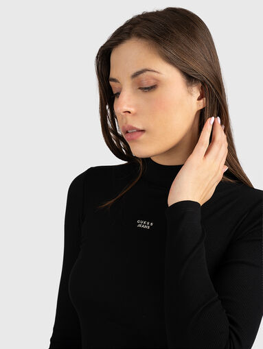 Black blouse with a polo collar  - 4