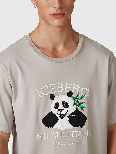 Cotton T-shirt with print and embroidery - 5