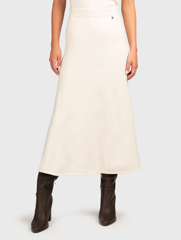 Midi skirt with micro sequins and logo detail - 1