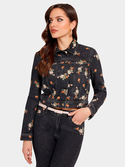 DORIA denim jacket with embroidered flowers