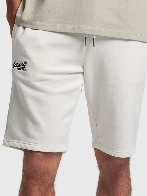 Navy blue shorts with logo embroidery - 1