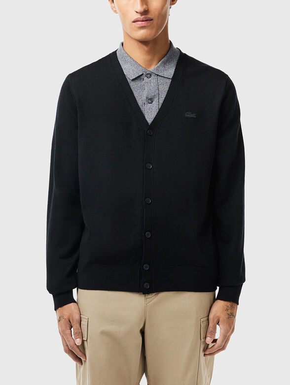 Black wool cardigan - 1