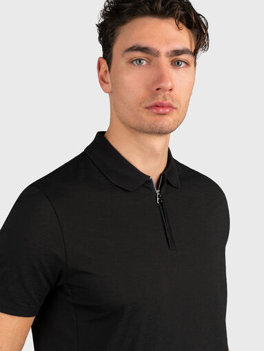 Black polo-shirt with zip - 5