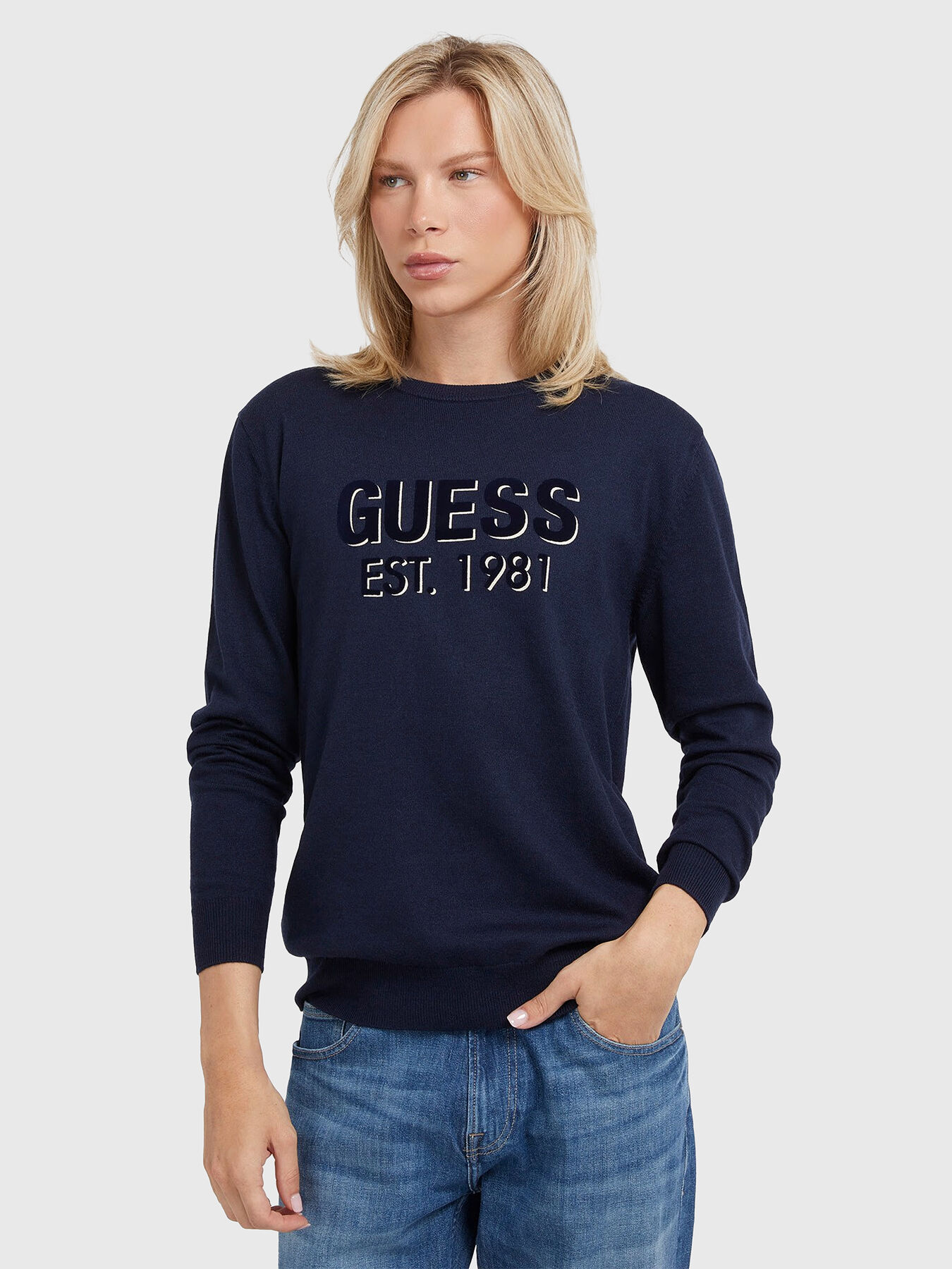 Guess blue sweater shop