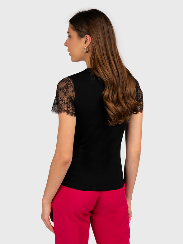 T-shirt with lace and logo print - 3