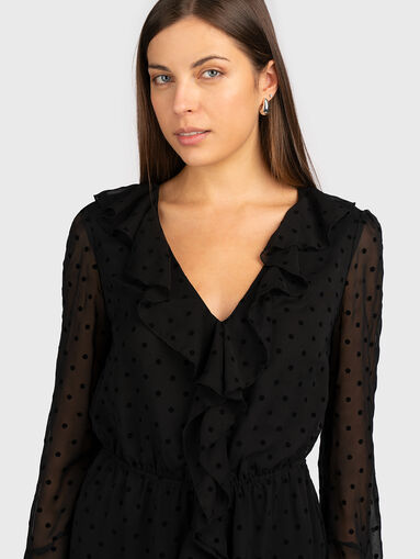 Black mini dress with sheer sleeves - 4