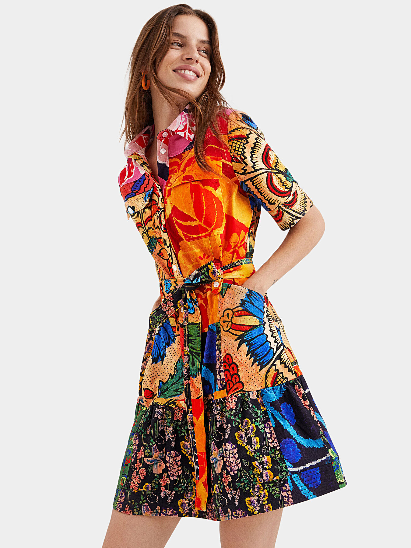Shirt dress with multicolor print brand DESIGUAL