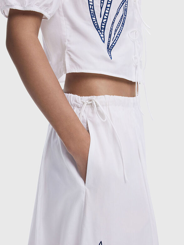 Midi cotton skirt with embroidery - 3