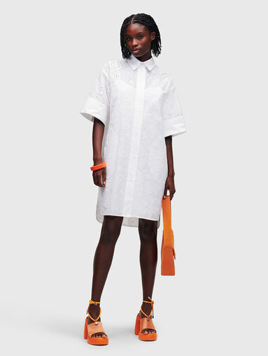 Black shirt dress with English embroidery - 5