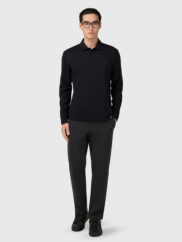 Cotton polo shirt in black - 2