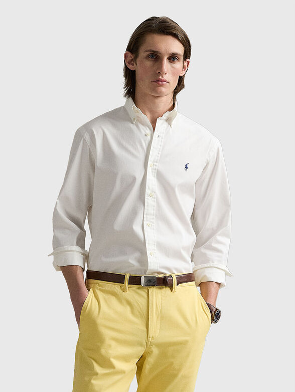 Cotton shirt with embroidered logo - 1