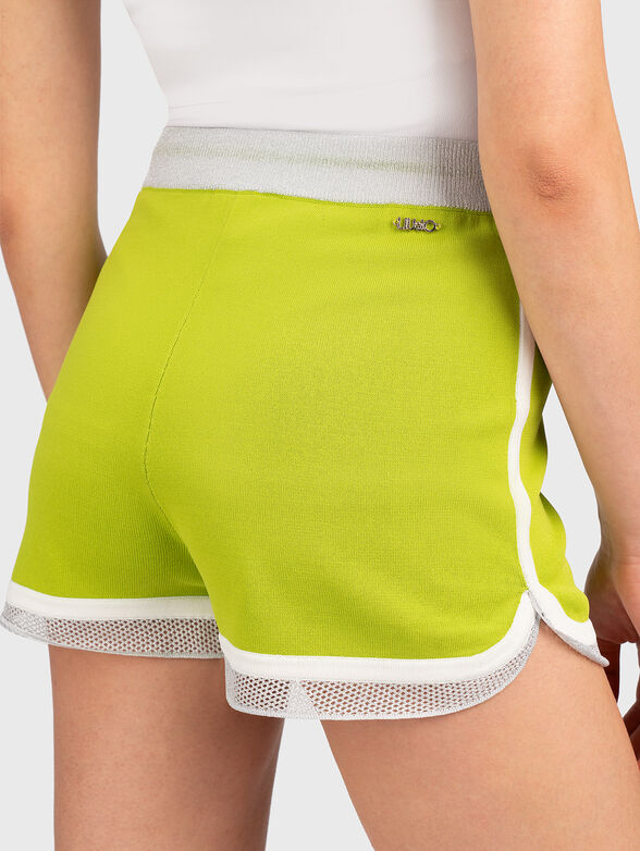 Green viscose blend shorts - 3