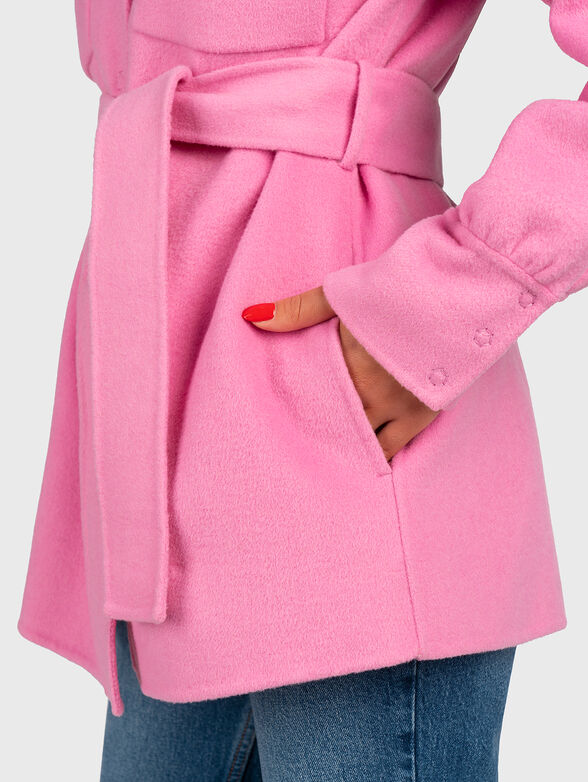 Wool blend coat in pink color - 4