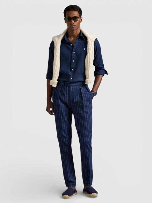 Linen shirt with contrast logo - 2