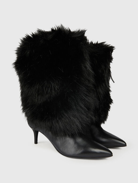 Nappa leather heeled boots and faux fur - 2