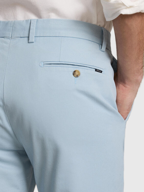 Light blue cotton blend trousers - 3