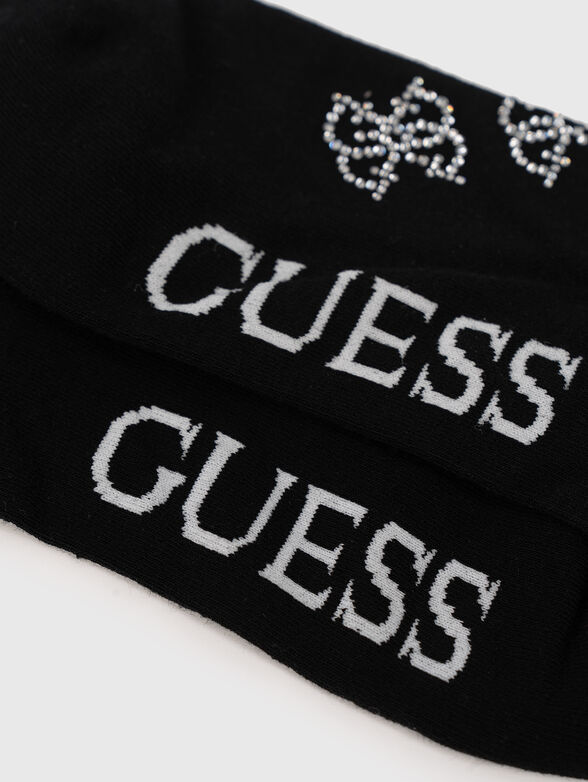 Socks with appliqued rhinestones and logo - 4