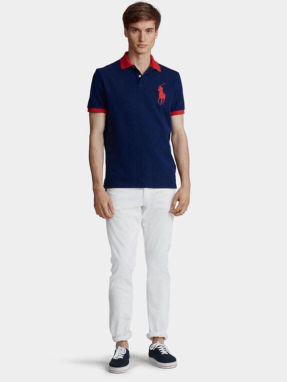 Polo shirt in blue color with large logo embroidery - 4