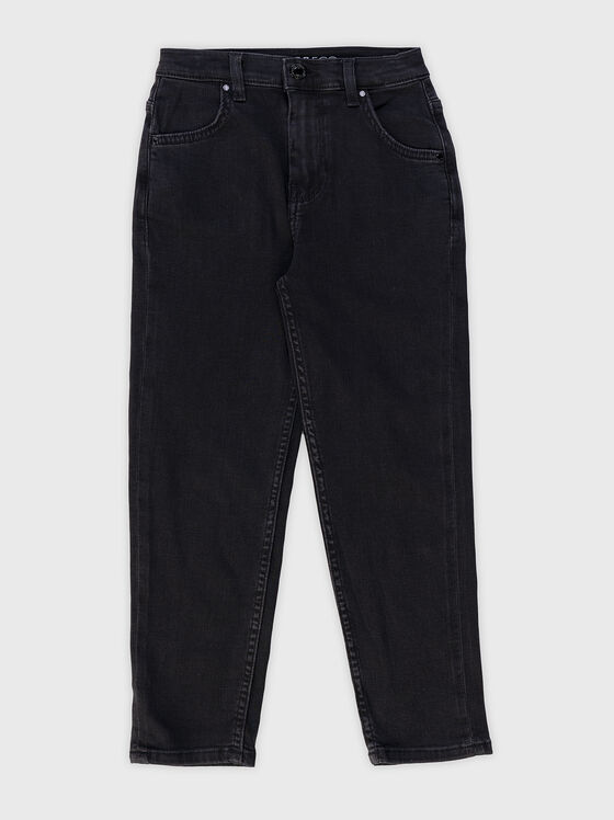 Black denim straight pants - 1