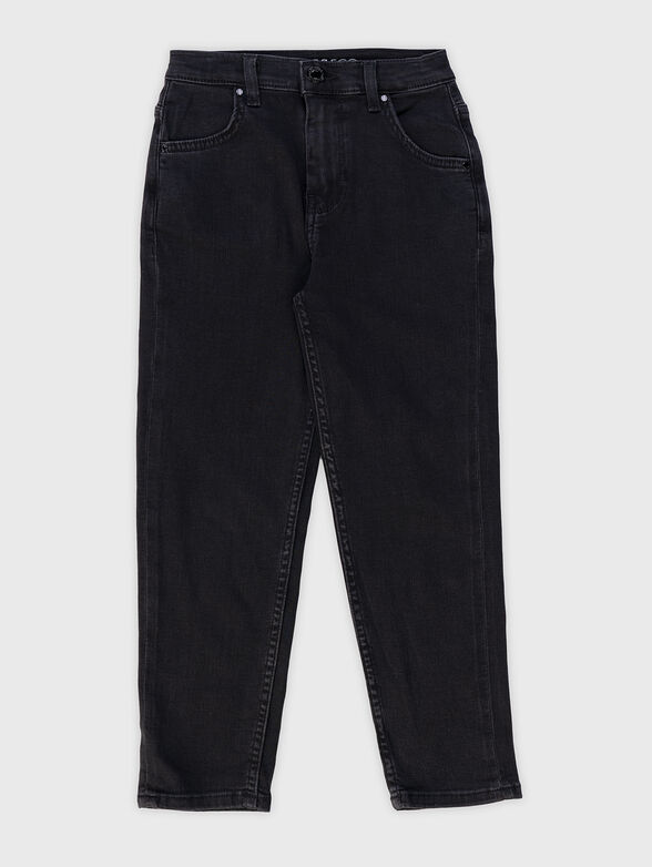 Black denim straight pants - 1
