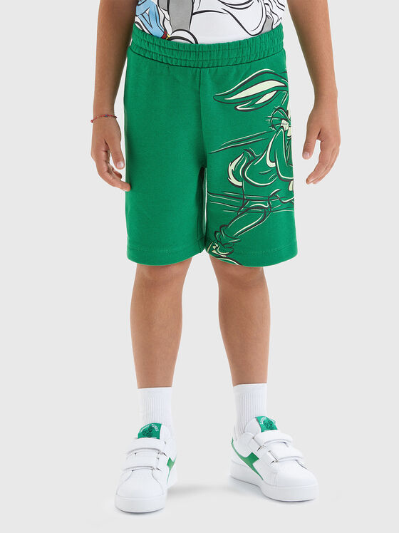 Зелен спортен панталон с принт - 1